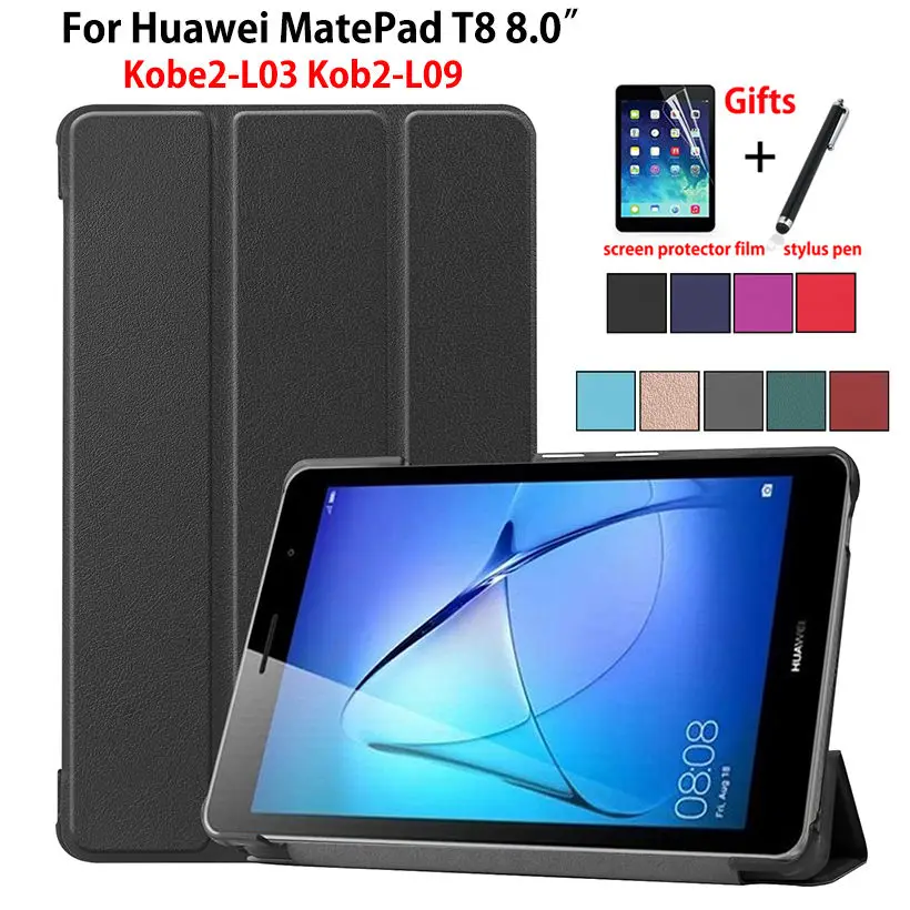 

Чехол для Huawei MatePad T8 8,0 Kobe2-L03 KOB2-L09 чехол для планшета тонкий защитный чехол-подставка из искусственной кожи + подарок