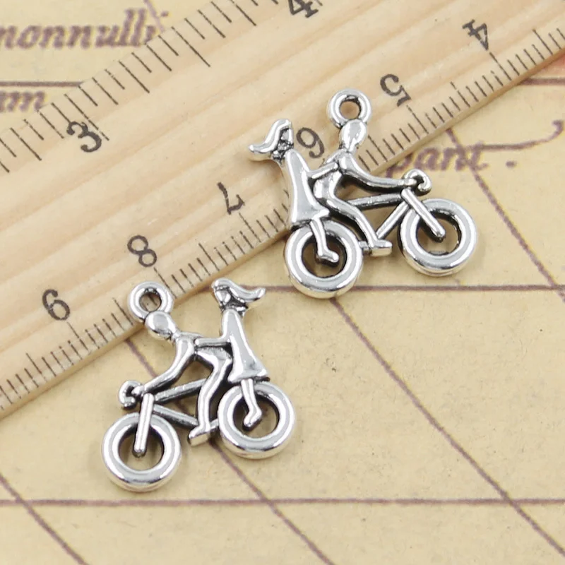 10pcs Charms Lover Couple Cycling 20x19mm Tibetan Silver Color Pendants Antique Jewelry Making DIY Handmade Craft