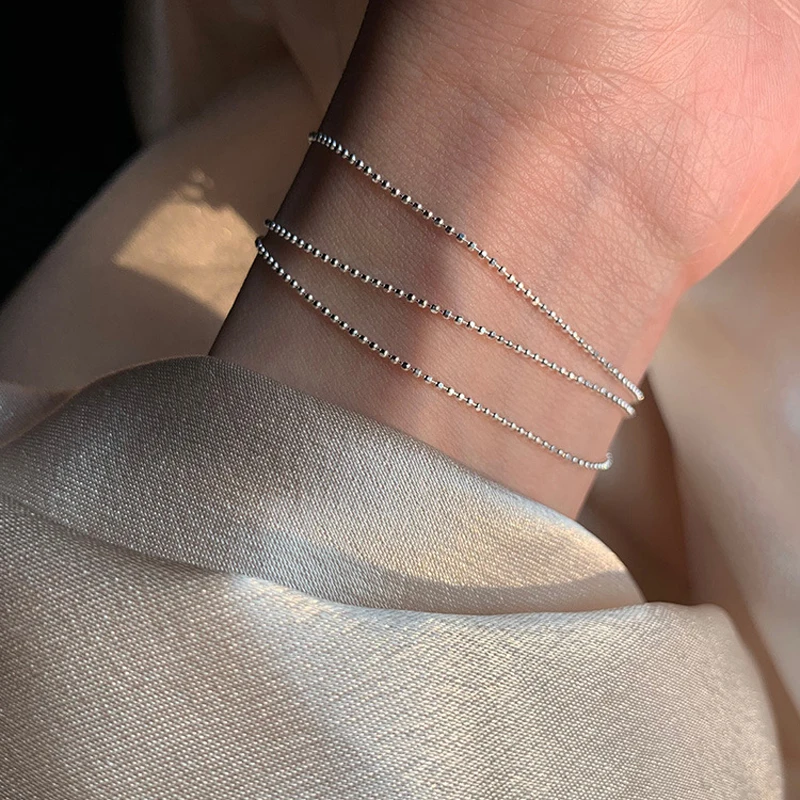 VENTFILLE 925 Sterling Silver Three-layer Flash Beaded Bracelet For Women INS Temperament Girlfriend Gift Jewelry Accessories