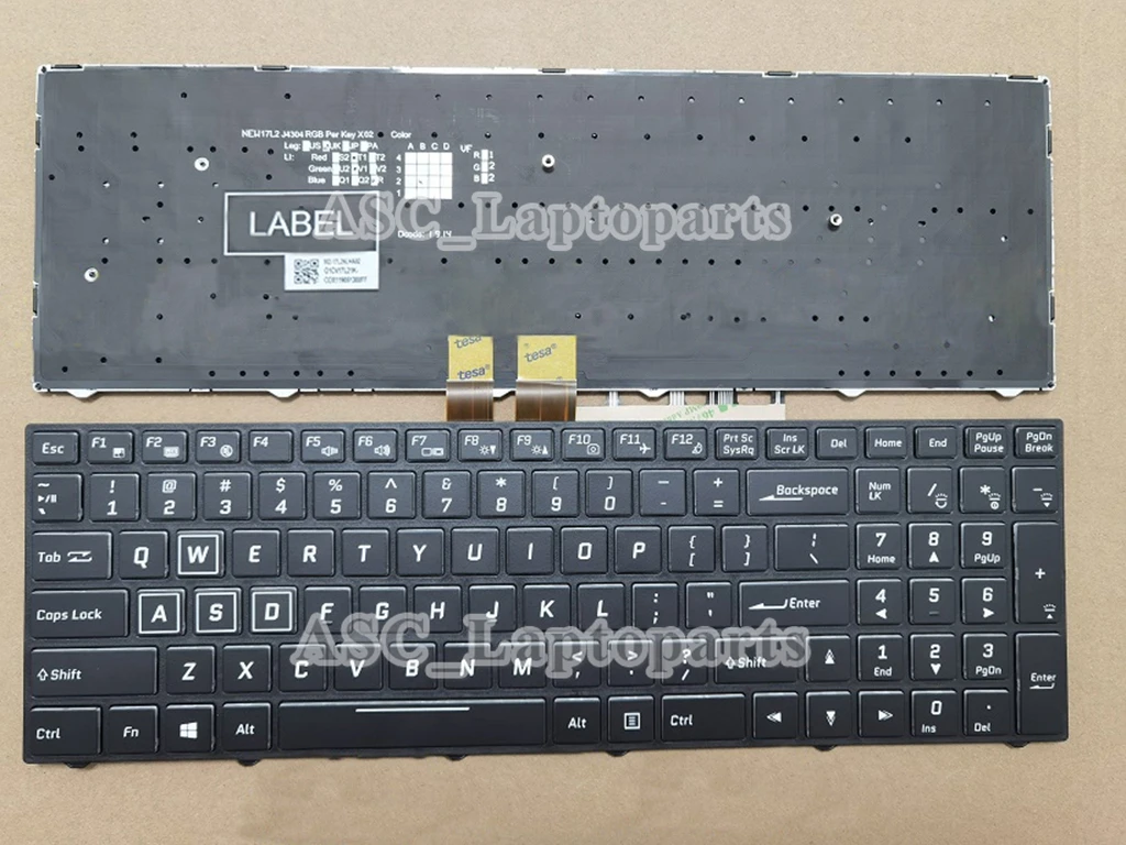 

New US QWERTY Keyboard for Clevo P955HR P950EP6 P955EP6 P950ER P955ER Black Frame, with Color Backlit Per-Key , Crystal