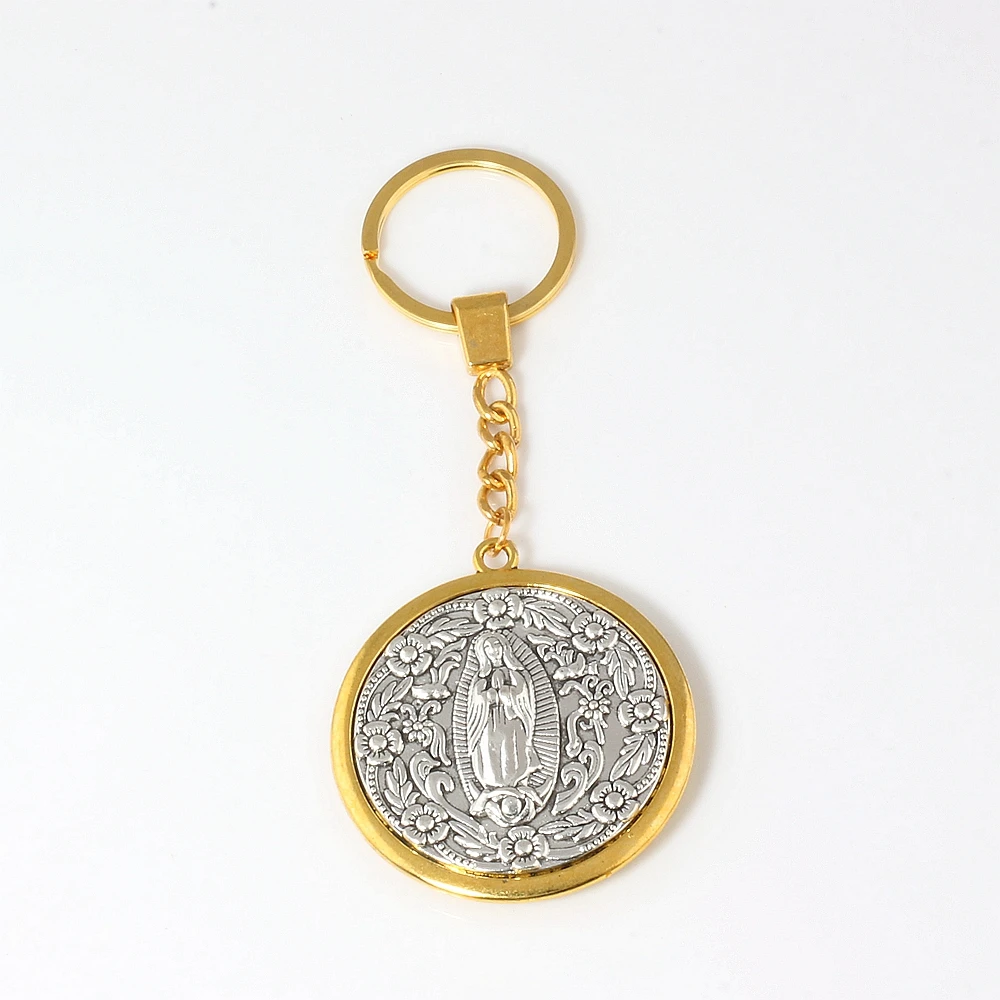 5Pcs Keychain Alloy Virgin Mary Charms Pendants Key Ring Travel Protection DIY Jewelry A-550f