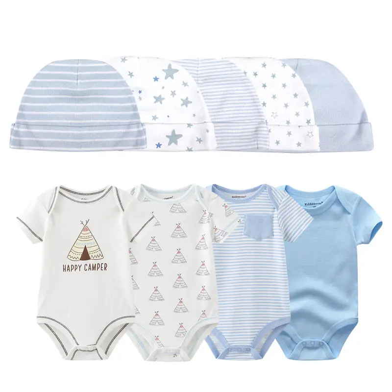 0-6M Spring Baby Bodysuits+hats Infant Clothing Sets Baby Boy Girl Clothes Newborn Suits Baby Cotton Roupa De Bebe Baby Gift