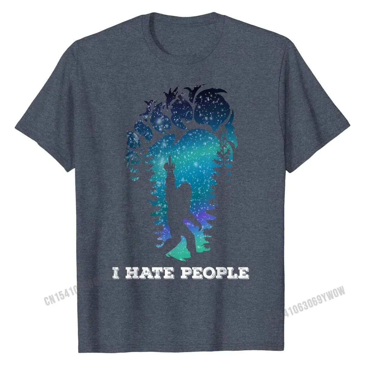 Bigfoot Middle Finger I Hate People Sasquatch funny T-Shirt T-Shirt Latest Youth Tshirts Cotton Tops T Shirt Unique