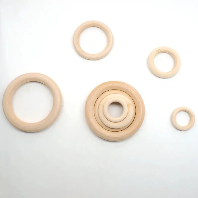 

Chenkai 7cm 50PCS Natural Wood Unfinished Wood Rings Wooden Teethers For DIY Infant/Baby Necklace Bracelet Accessories