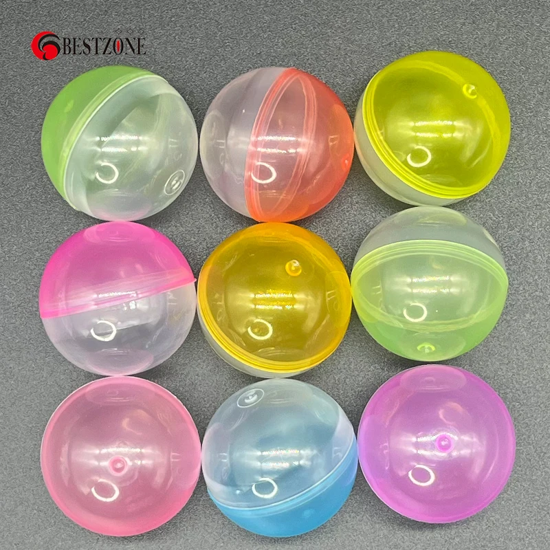 50Pcs 45mm Plastic PP Toy Capsules Half Transparent Colorful Round Surprise Ball Easy Open Lock For Amusement Vending Machine