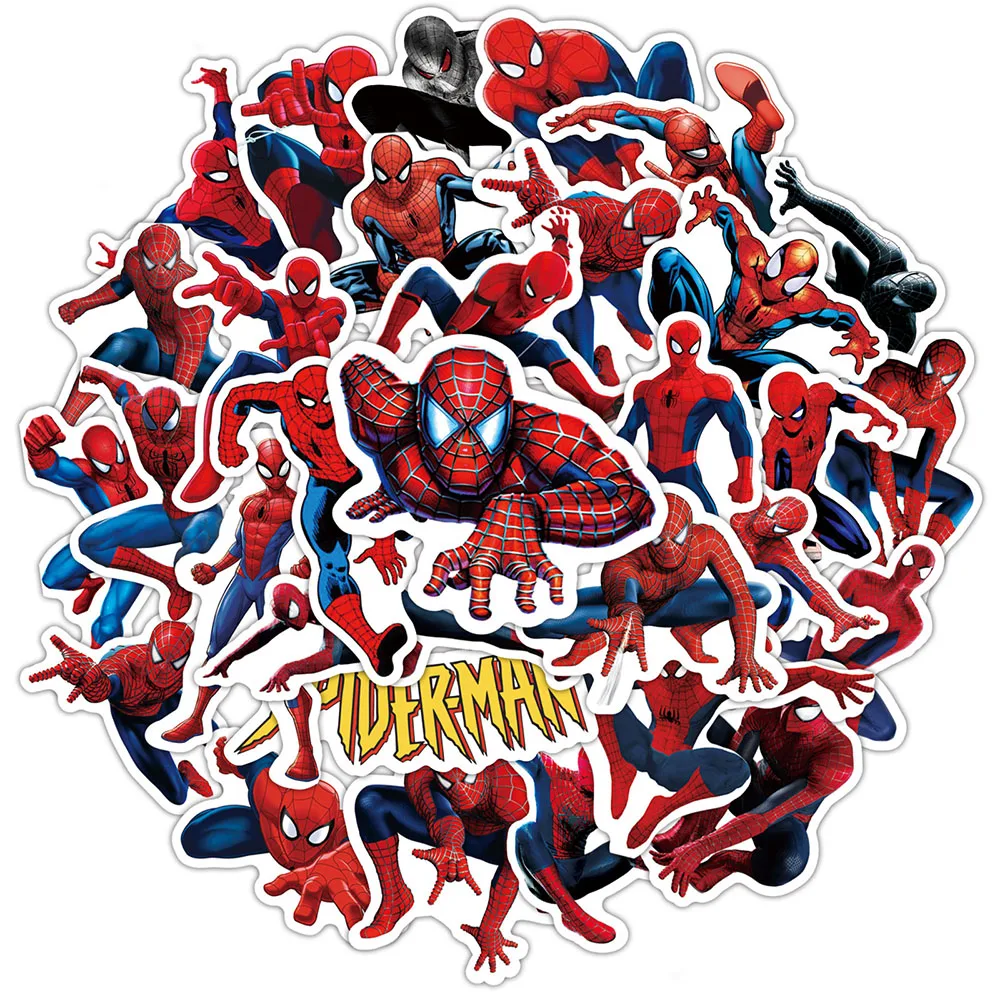 32 pezzi adesivi supereroe Spiderman per custodia per telefono portatile frigorifero per moto decalcomanie per cartoni animati Disney Cool Kid Toy