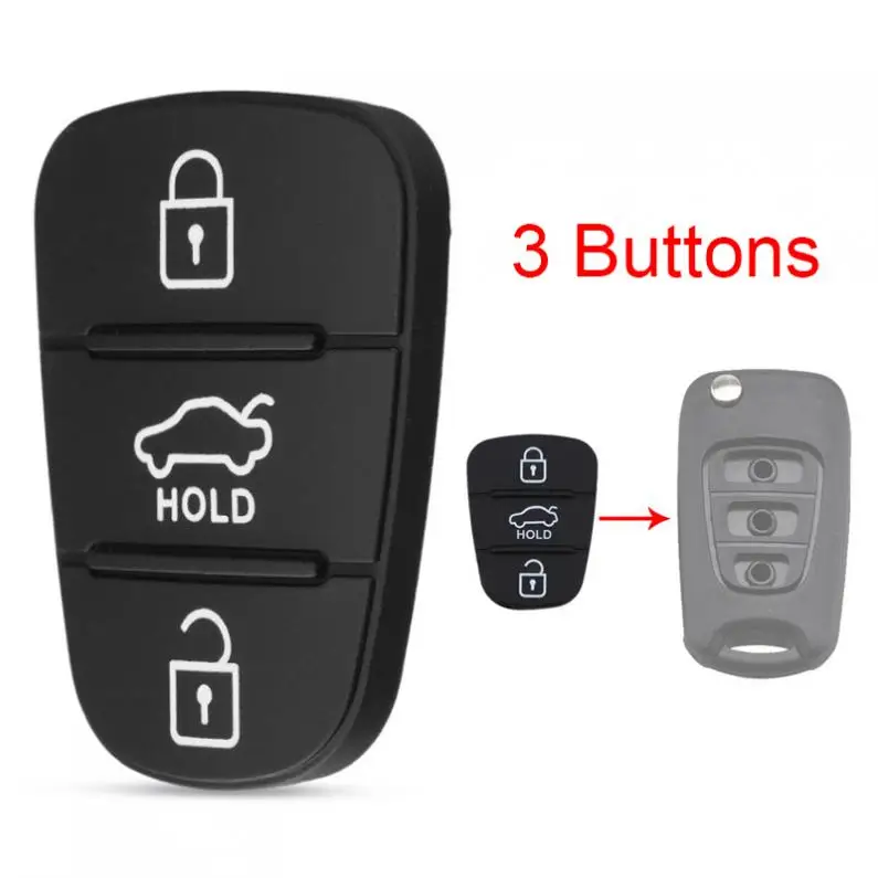 3ปุ่ม Rubber Pad Insert Replacement Fit สำหรับ Hyundai Solaris Accent Tucson L10 L20 L30Kia Rio Flip Remote Key shell