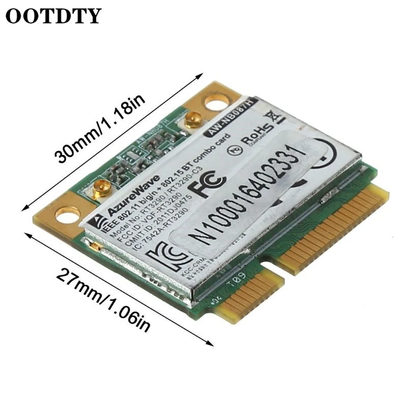 AW-NB087H رالينك RT3290 شرائح IEEE 802.11 b/g/n 150Mbps بلوتوث 3.0HS نصف الحجم البسيطة بكيي اللاسلكية واي فاي بطاقة WLAN محول