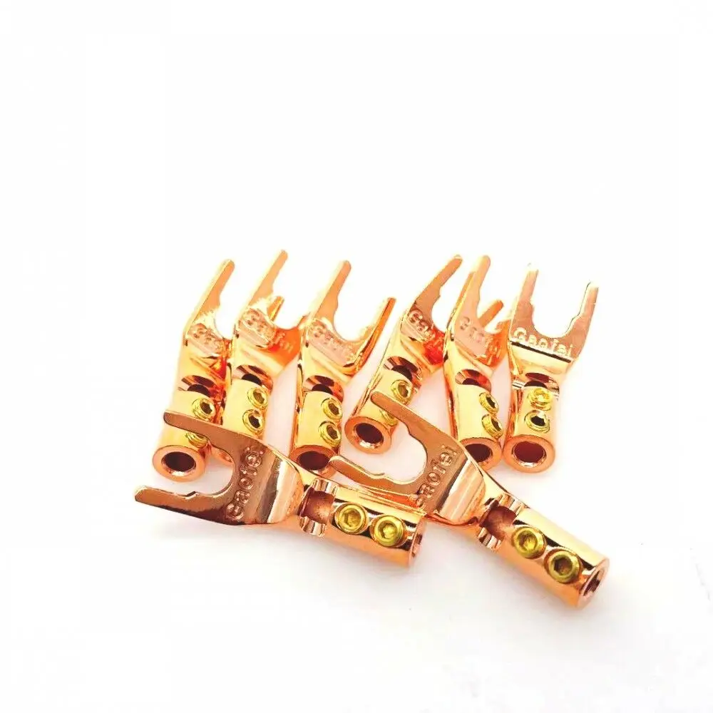 Gaofei Pure Red Copper Plated Spade plug Speaker Cable Connector HiFi 4pcs