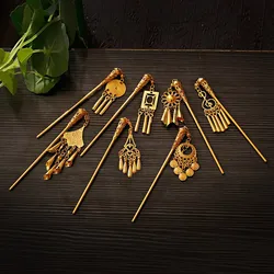 2020 Women's Vintage Gold Color Hair Jewelry Bohemia Hair Sticks Summer Ethnic Hairpin Wedding Jewelry