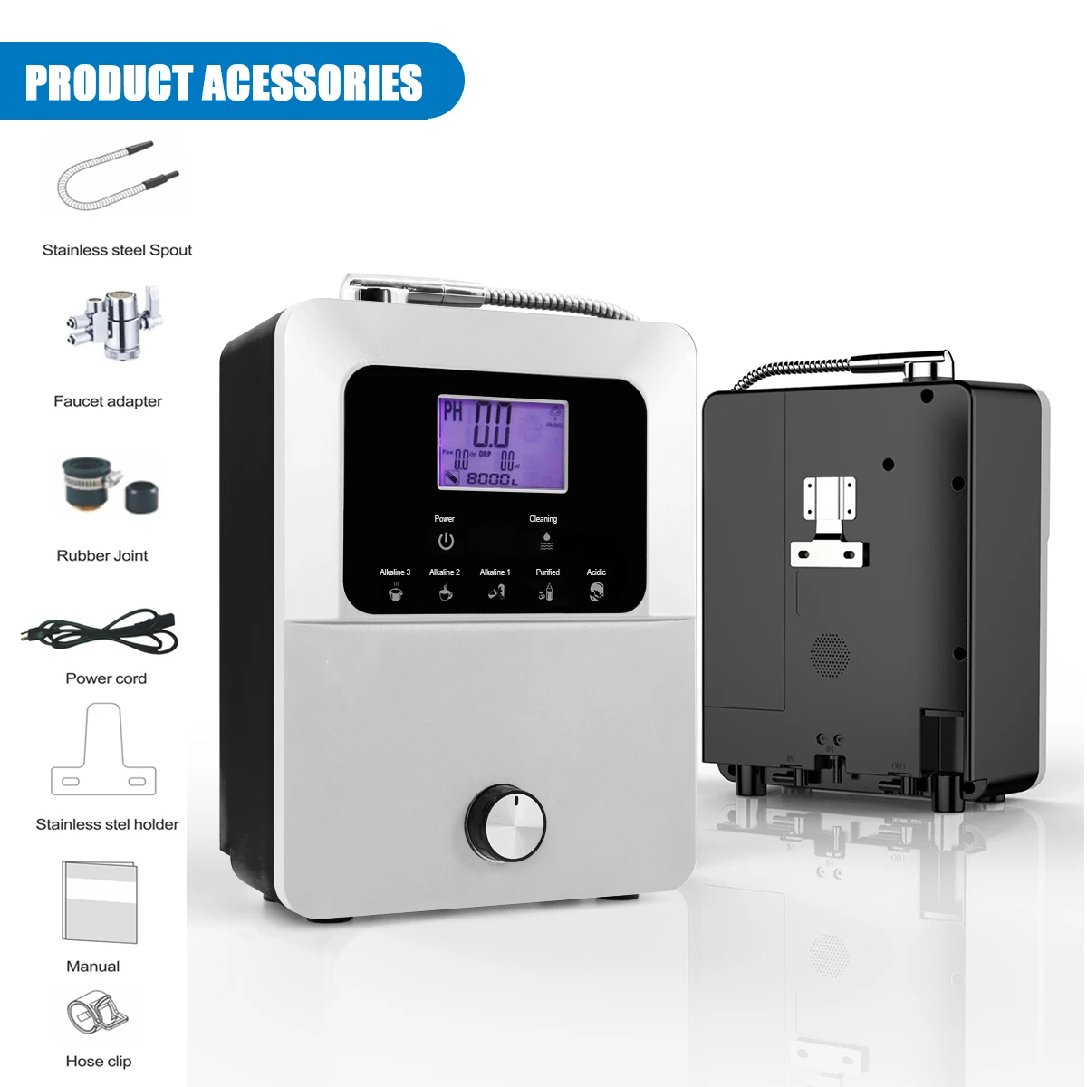 Water Flow Control Water Ionisator Machine Produceert Ph 3-11.0 Alkaline Zure Water Filter -800mV Orp Automatische Reiniging lcd Touch