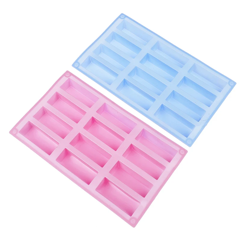 12Cavity Rectangle Shaped Silicone Mold Fondant Chocolate Mold Soap Mould Biscuit Cookie Baking Pan Kitchen Bakeware Accessories