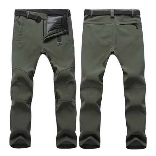 Imagen 2 del producto TRVLWEGO, pantalones de invierno para acampar y senderismo para hombre, pantalones de viaje ajustados de concha suave, pantalones cálidos impermeables de lana a prueba de viento para esquiar al aire libre y senderismo