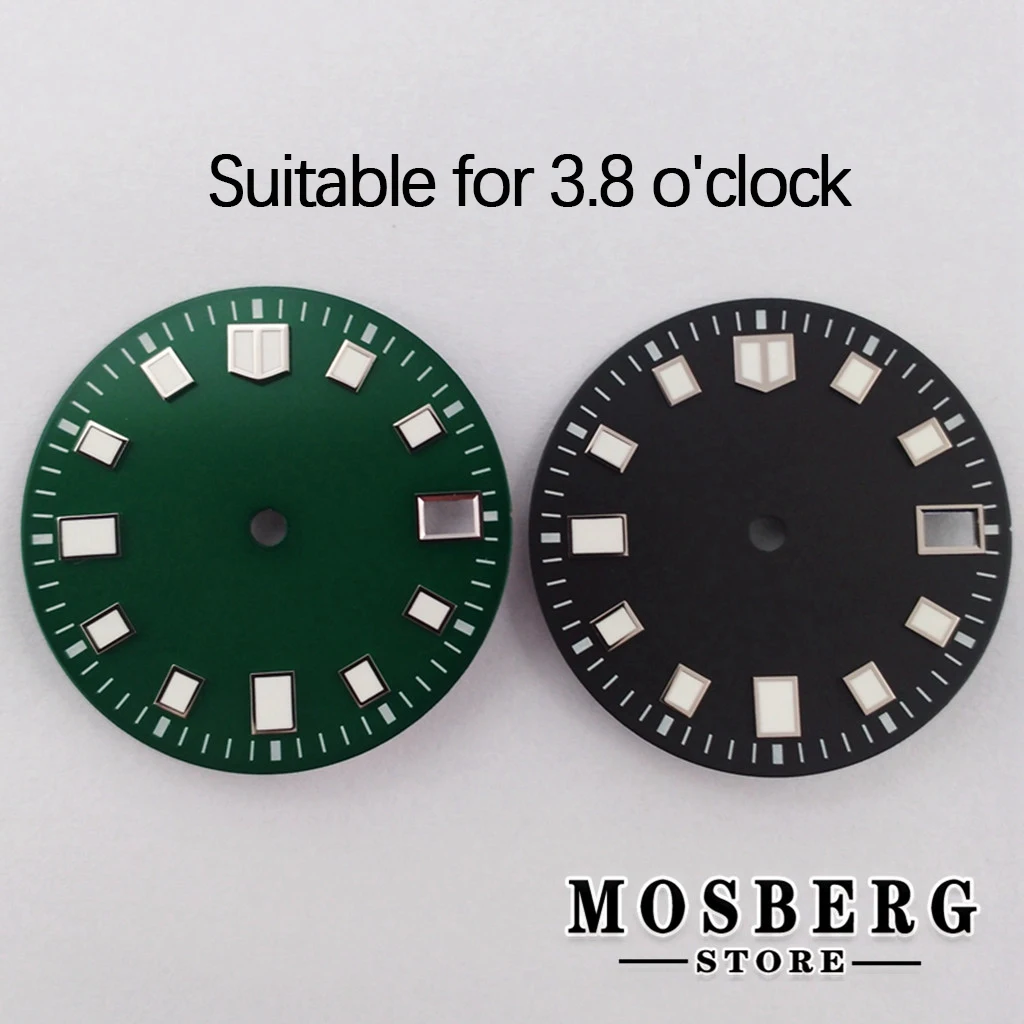 28.5mm Sterile Luminous Accessories Suitable For 3.8 o'clock Watch Dial With Date Window For NH35 NH35A NH36 NH36A Movement