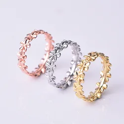 New Fashion Delicate Hawaiian Frangipani Brushed Flowers Jewelry Lady Engagement Wedding Gift Banquet Ring