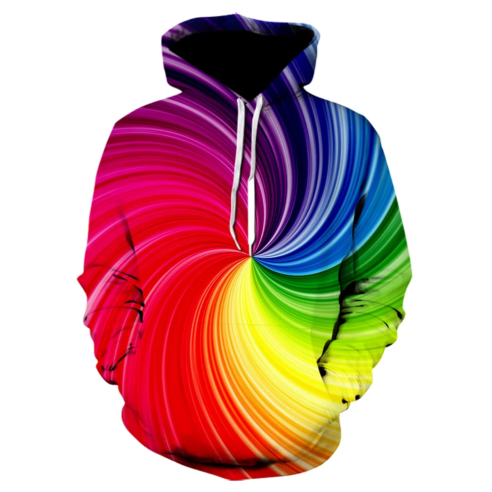 

3D Hoodie Men / Female Sweatshirt Customized Colorful Gradient Hoodie Men's Solid Color Hooded Boy / Girl Rainbow Polluter Jacke