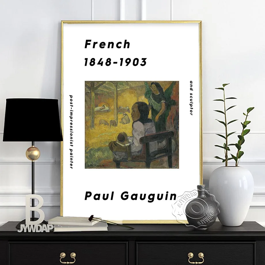 Gauguin Exhibition Museum Art Poster, Brittany Landscape Breton Girl Spinning Child In A Bib Wall Art, France Vintage Home Decor