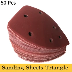 50PCS 140*98*mm 6 Hole Sanding Sheets Triangle Mouse Detail Sandpaper Hook & Loop Grits Abrasive Sanding Disc For Wood Sanding
