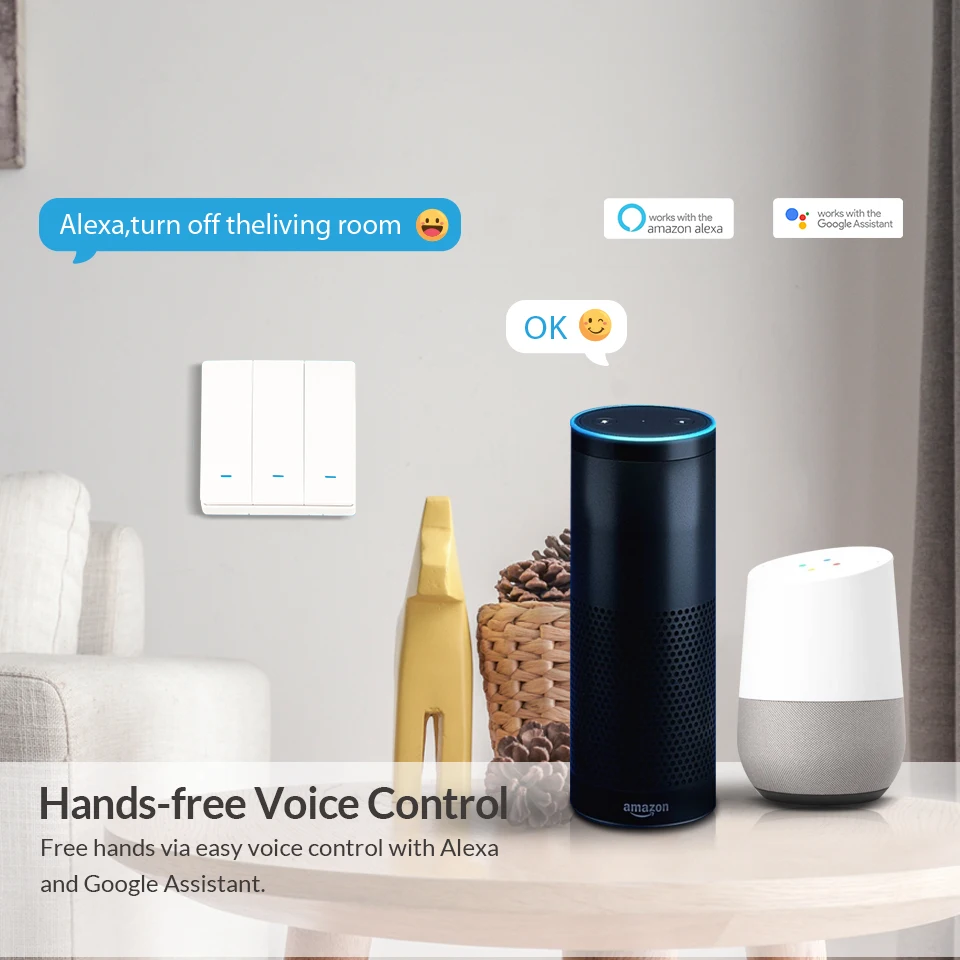 Smart Switch WiFi Push Button Wall Light Switches EU AC220V Without Neutral Tuya Wireless Control Alexa Google Home Compatible