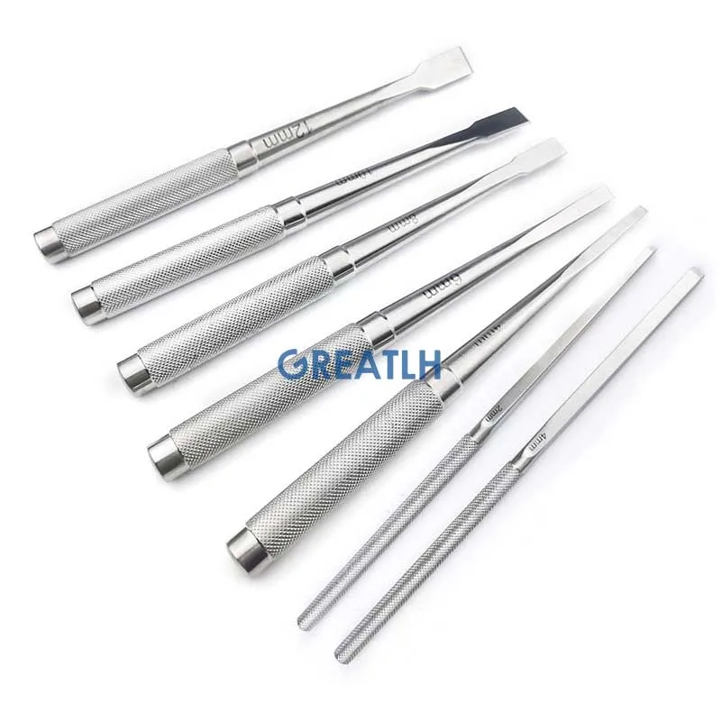 Osseous Bone Knife Small Flat Knurled Round Handle Chisel Nose Cosmetic Surgery Osteotome Osteotomy Orthopedics Pet Instrument