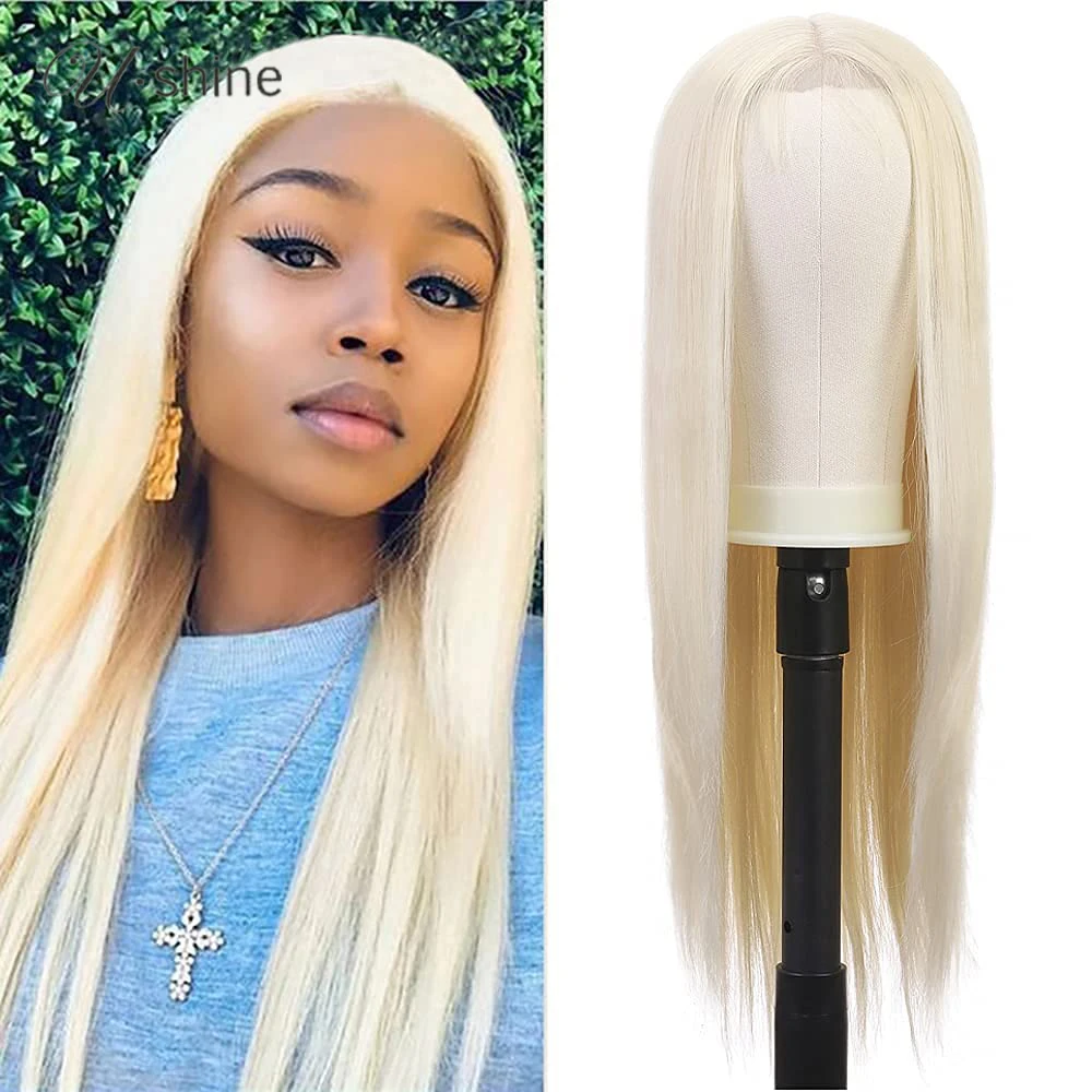 Ushine Synthetic Lace Wigs Straight Part Lace Wig 613 Hair 4×4 Lace Closure Natural Looking 20 Inch Blonde Wigs For Black Women