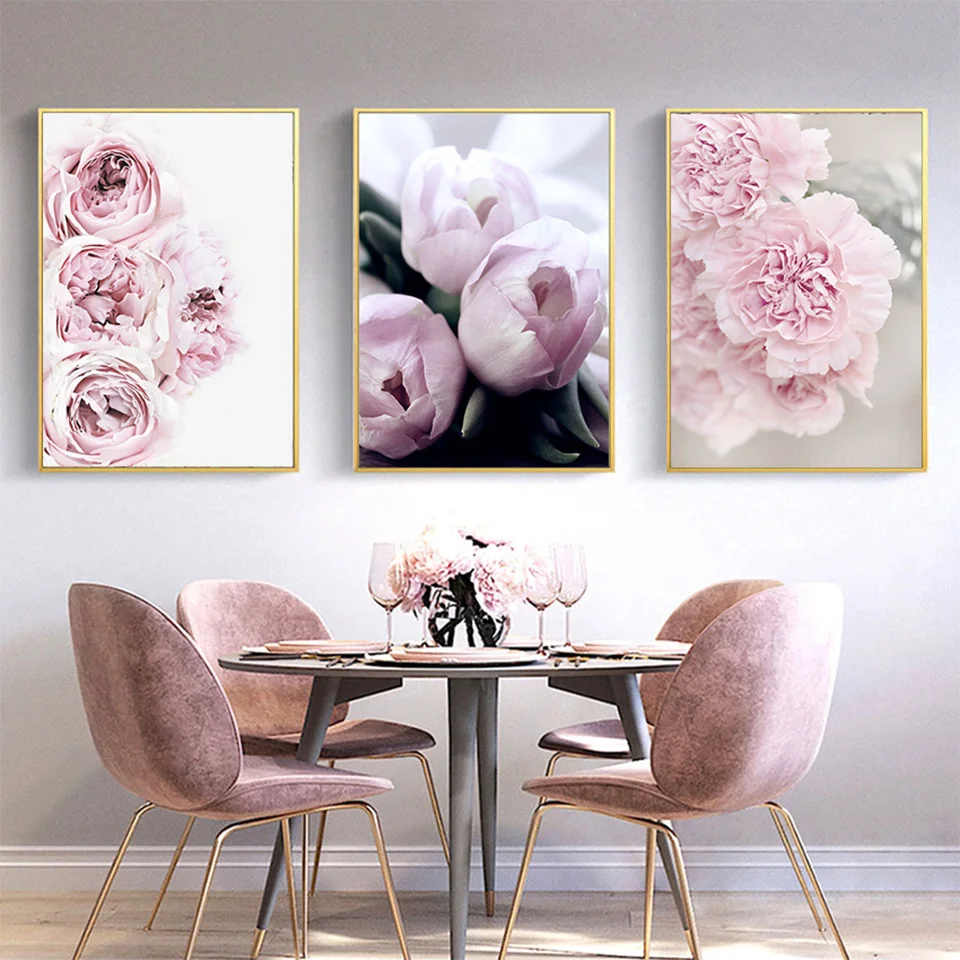 pink rose 3 piece scenery diamond painting full square round diamond embroidery daimond mosaic still life wall decoration