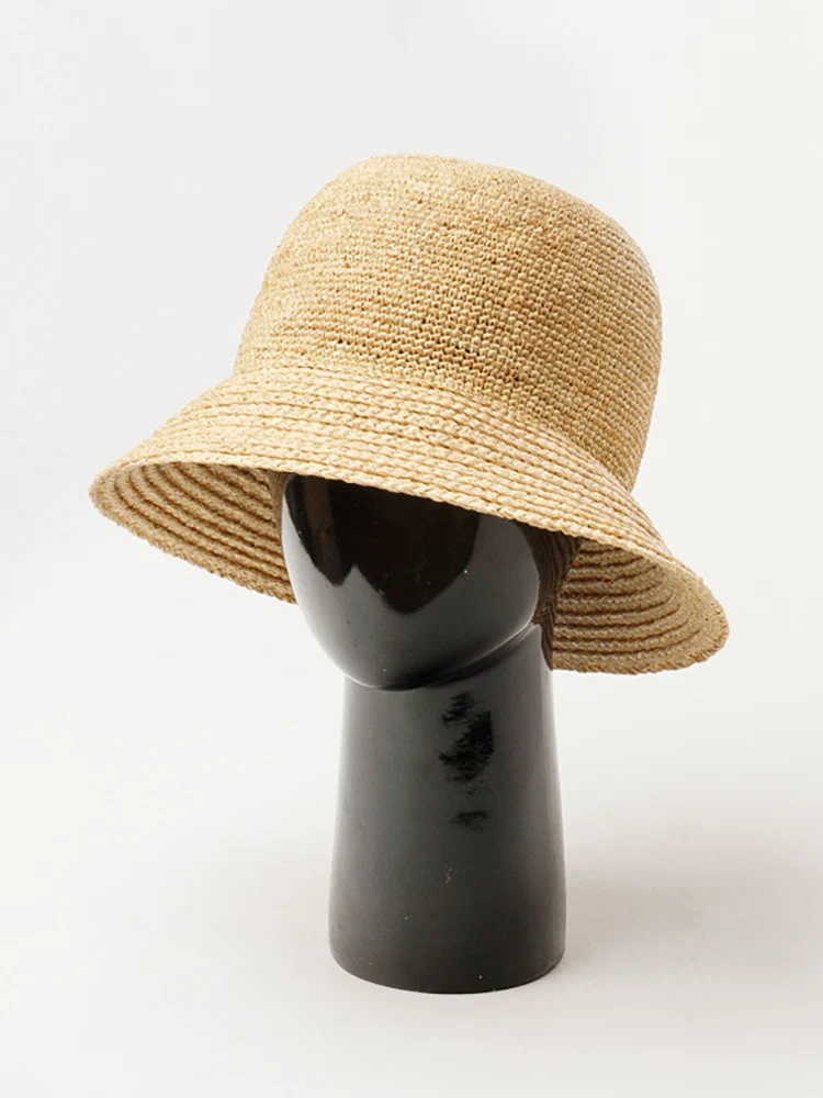 Wiosna Lato Nowa Naturalna Rafia Ręcznie robiona Moda Rybak Bucket Hat Dla Kobiet Outdoor Sports Sun Hat Basin Hat Harajuku K Pop — zdjęcie 2