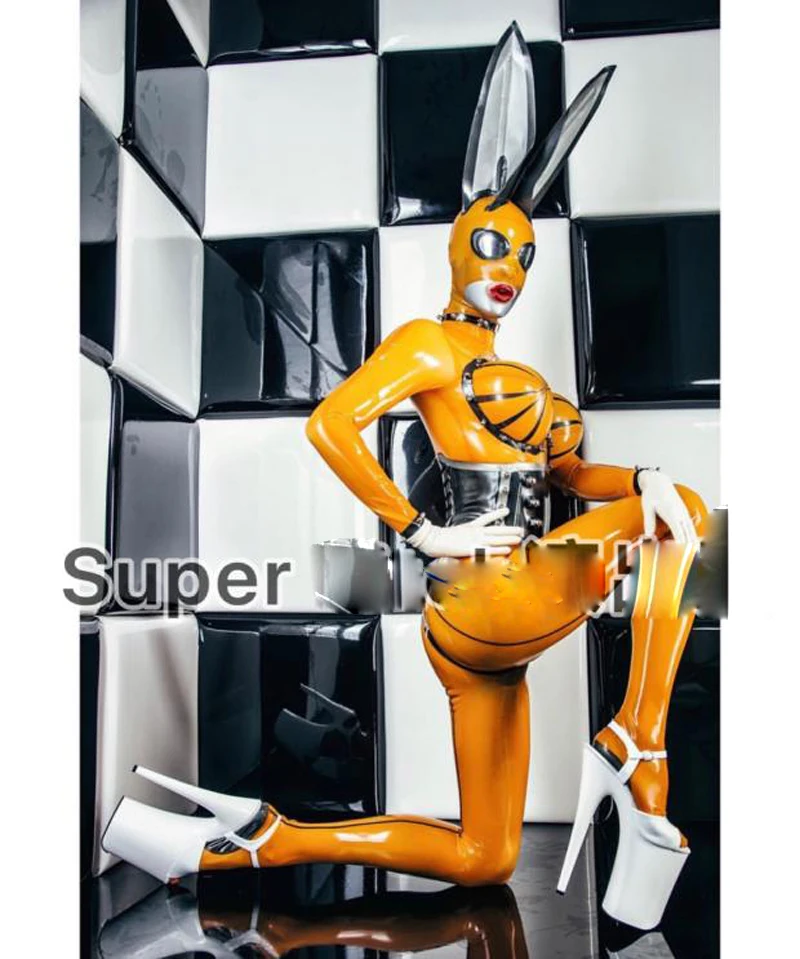 gogo sexy queen stage dance wears Sexy latex patent leather bunny atmosphere costume party girl clothing