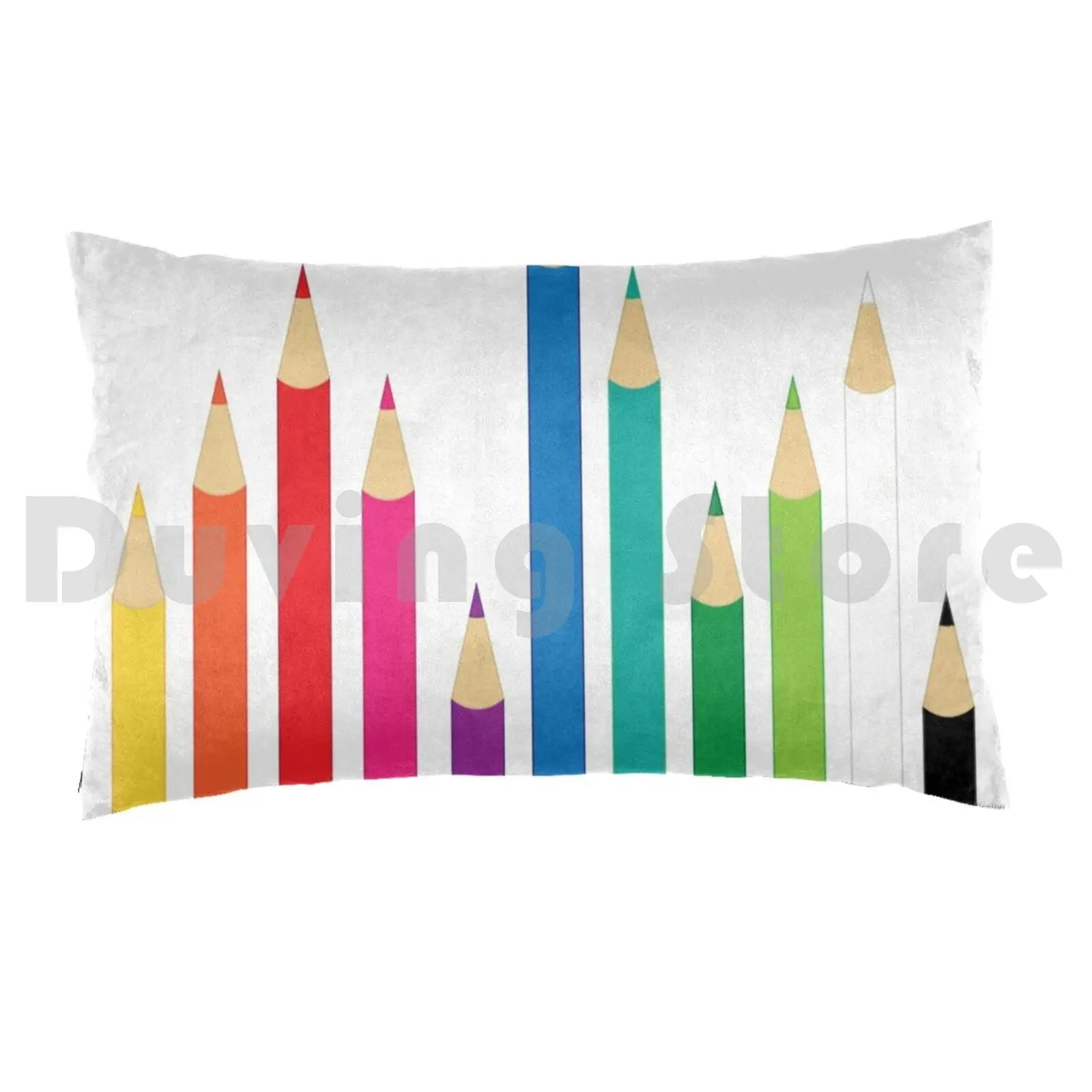 Colored Pencils Pillow Case Printed 50x75 Pencils Colors Wood Coloring School Child DIY Sharpen Vector