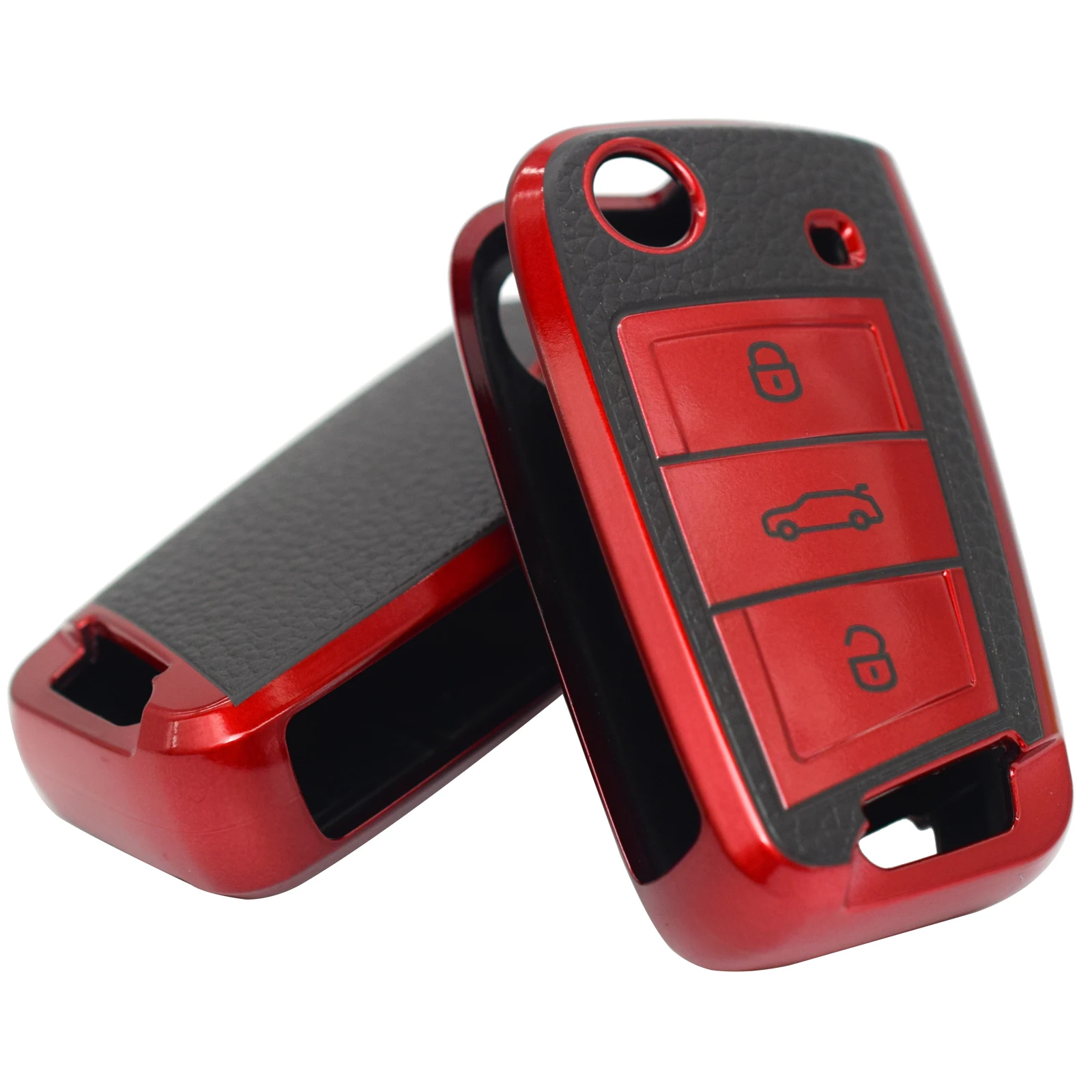 3 Buttons TPU Leather Car Key Cover For VW Volkswagen Golf 7 Polo Passat Seat Ibiza Leon Skoda Octavia Fabia Folding Remote Fob