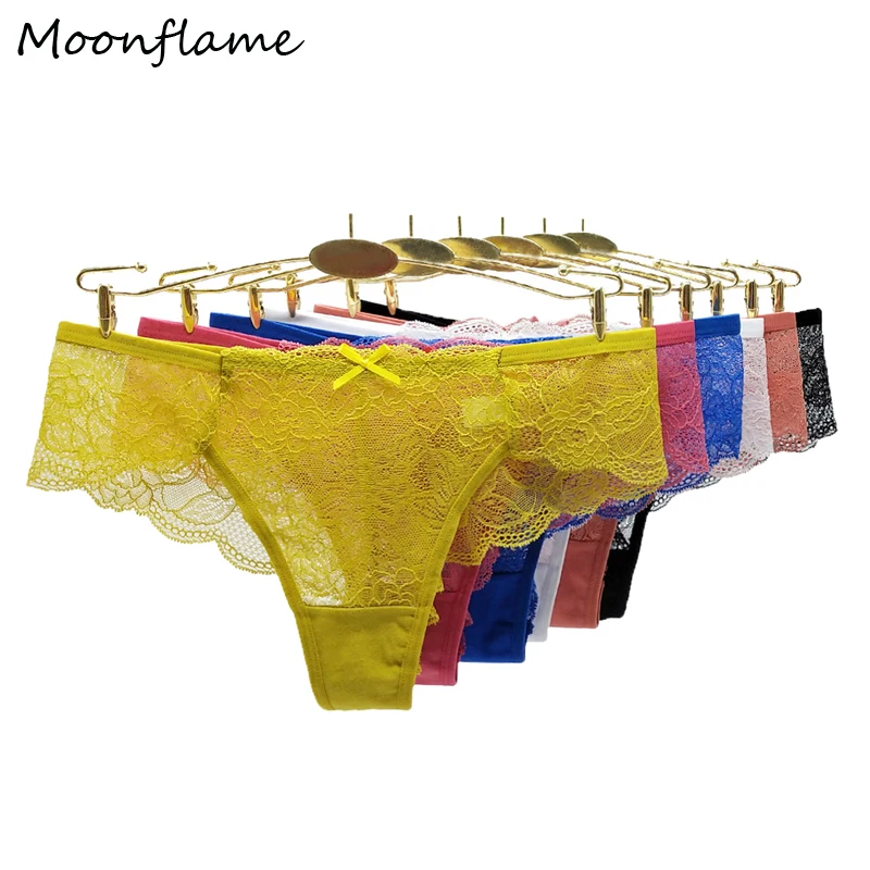 

MOONFLAME 5 Pcs/Lots Dropshipping Sexy Underwear M L XL Ladies Briefs Women Sexy Lace Tansparent Panties