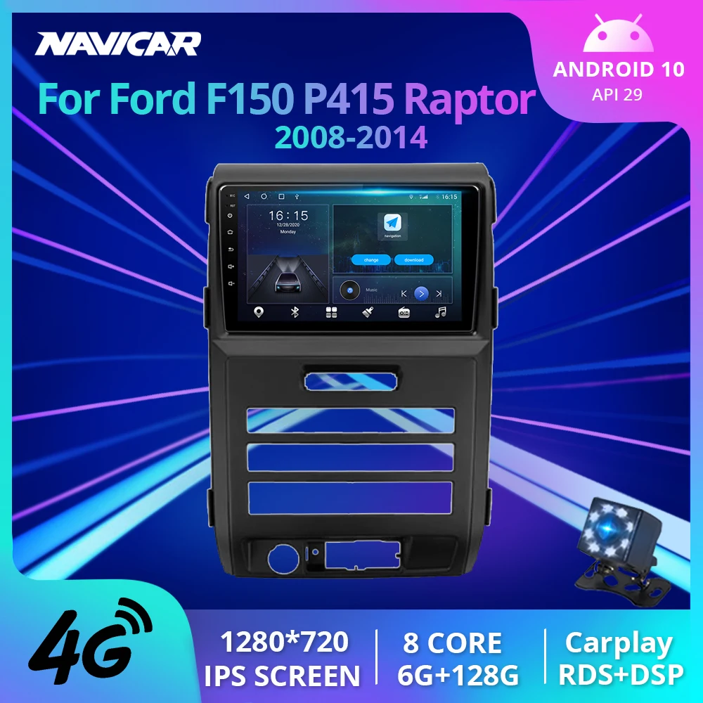 8Core Car Radio For Ford F150 P415 Raptor 2008-2014 2 Din Android10 Automotive Radio Video Multimedia Navigation player Carplay 