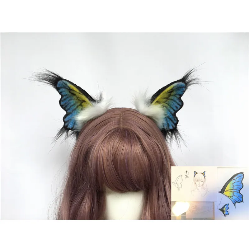 Hand-Made Work Butterfly Printing Hairhoop Headband Cosplay Costume Accessories Custom Made