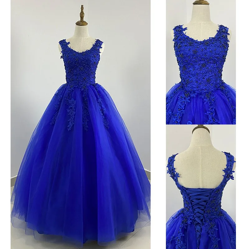 Nieuwe Party Dress Quinceanera Jurken Luxe Prom Dress Mouwloze V-hals Real Photo Baljurk Vintage Aanpassen Kleur Vestidos