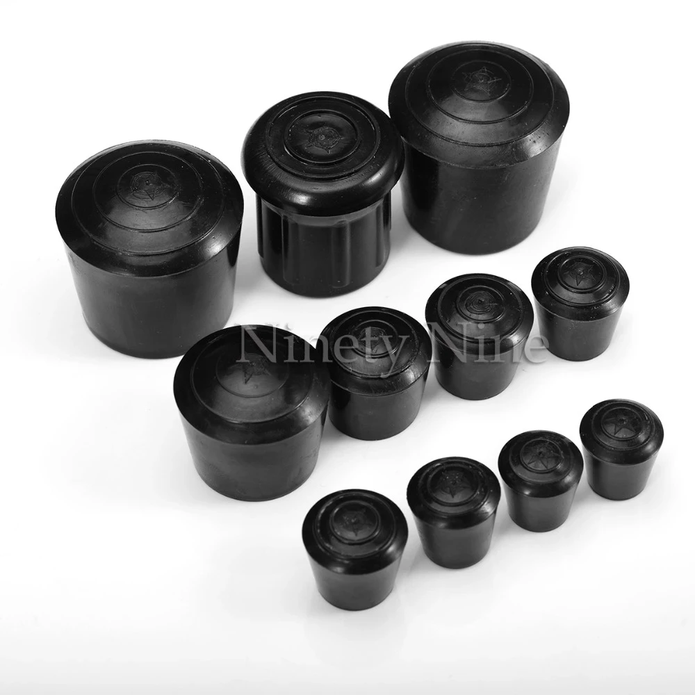 12Pcs Black Round 10-35mm Inner Diameter Furniture Chair Table Leg Foot Rubber Covers Floor Protectors Cap