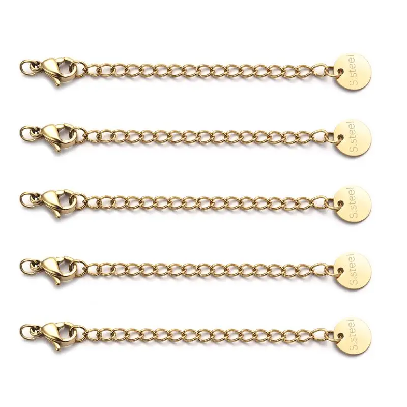 10pcs Extender Chain Stainless Steel Extension Tail Chain Lobster Clasps Connector DIY Jewelry Making Findings Bracelet Necklace