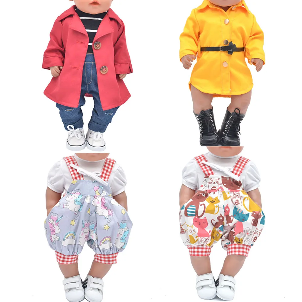 43-45cm Baby New Born Doll Clothes cotton trench coat jumpsuit suit