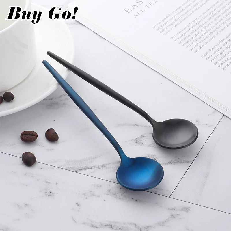 High Quality 18/10 Stainless Steel Small Tea Spoon Flatware Set Mini Tea Spoons Set Colorful Coffee Spoon Gold Silver Scoop Set