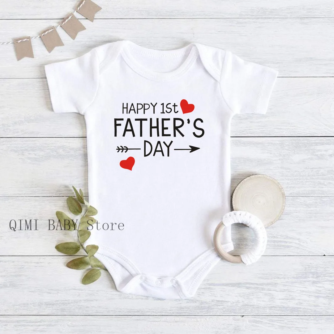 

Funny Happy 1st Father's Day Newborn Baby Bodysuits Cotton Summer Baby Boys Girls Rompers Father's Day Gift Baby Onesie Clothes