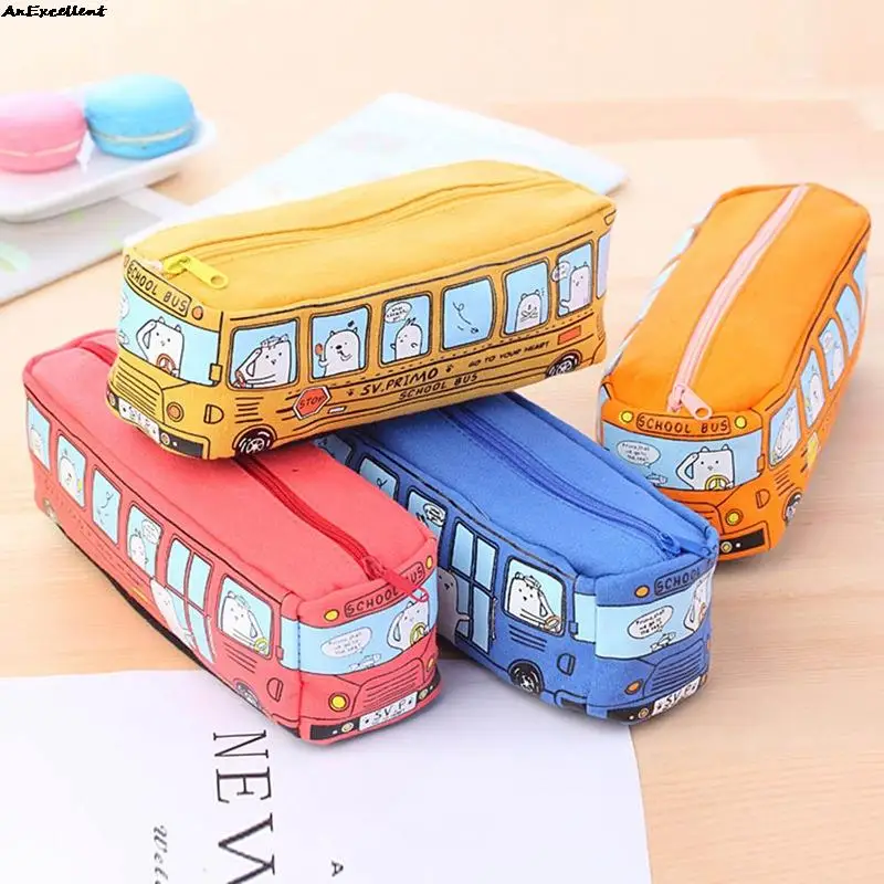 Pencil Case For Girls Boys Kids Gifts Back To School Stationery Supplies Creative Car Canvas Pencil Cases Cute Cartoon Pen Bag