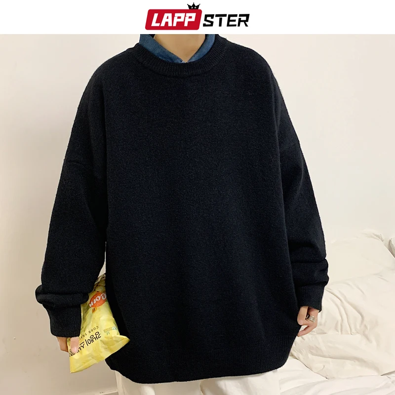 LAPPSTER Men Colorful Harajuku Knitted Sweater 2023 Mens Vintage Oversized Streetwear Pullovers Male Winter Y2k Fashion Sweaters