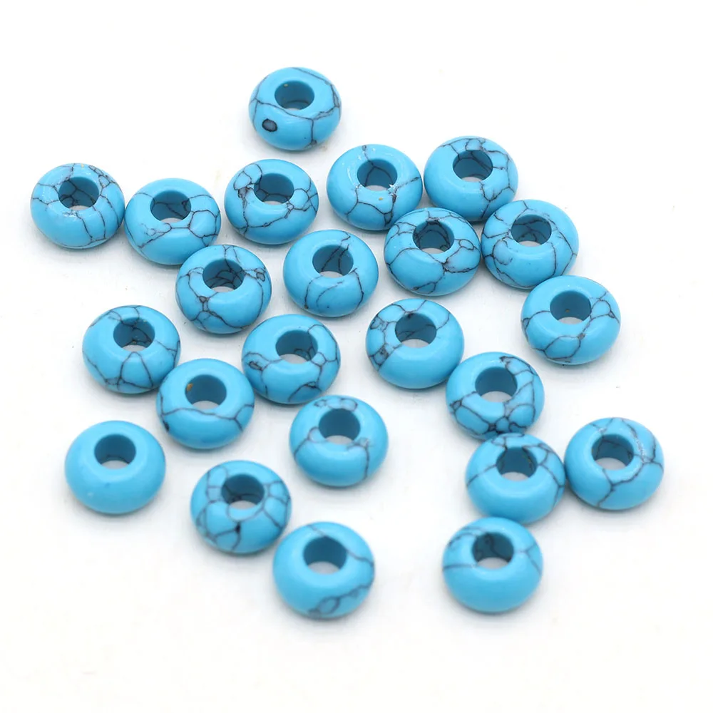 Natural Stone Gem Abacus Shape Blue Turquoise Large Hole Beads Crafts Making Necklace Bracelet Jewelry Accessories Gift DIY