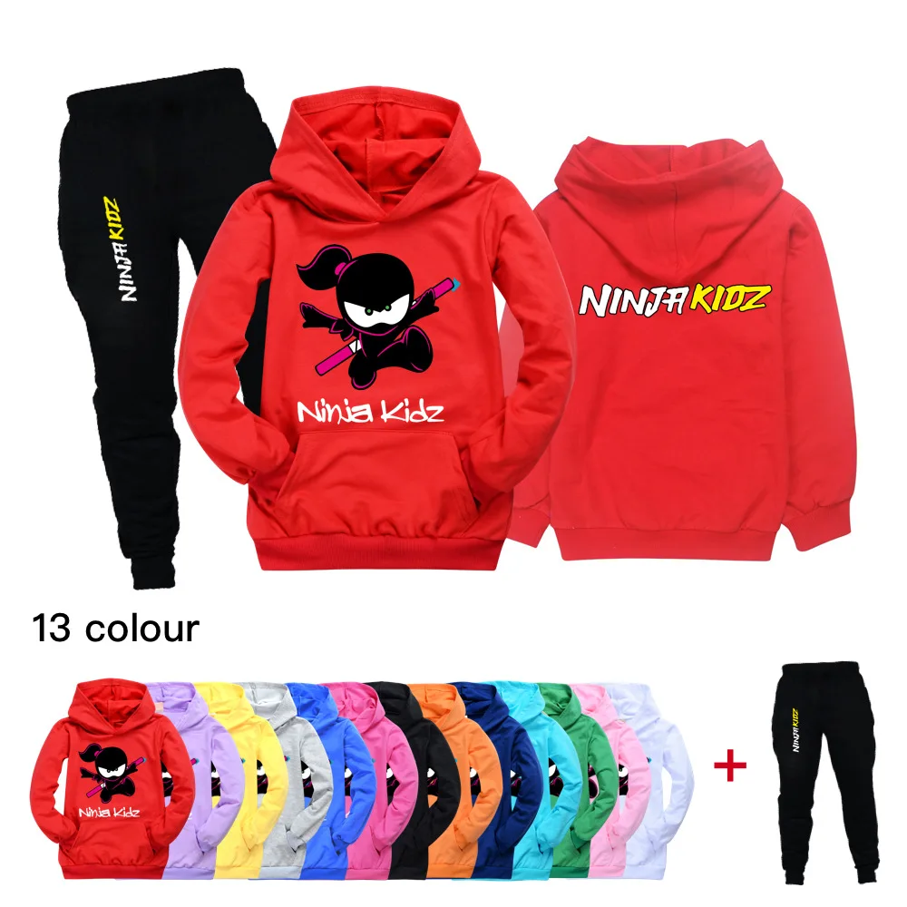 

Autumn Winter Fashion NINJA KIDZ Print Hoodies Teens Girls Boys Toddler Kids Anime Sweatshirt Children Pullover Tops Coat Pants