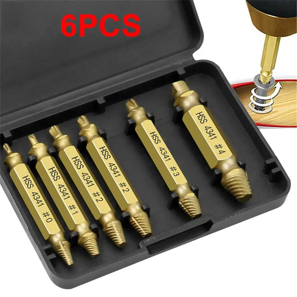 6cps/Set Screw Extractor HSS Drill Bit Set Broken Head Screw Removal Tool Bolt extractor Breaker Screw Remover Stripping Tool