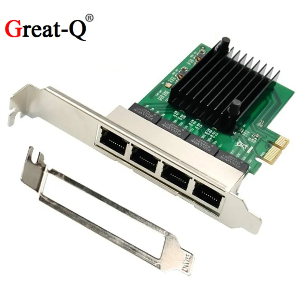4 Port 10/100/1000M PCIe x1 Gigabit Ethernet Network Card Adapter for Desktops Realtek RTL8111F Four Port