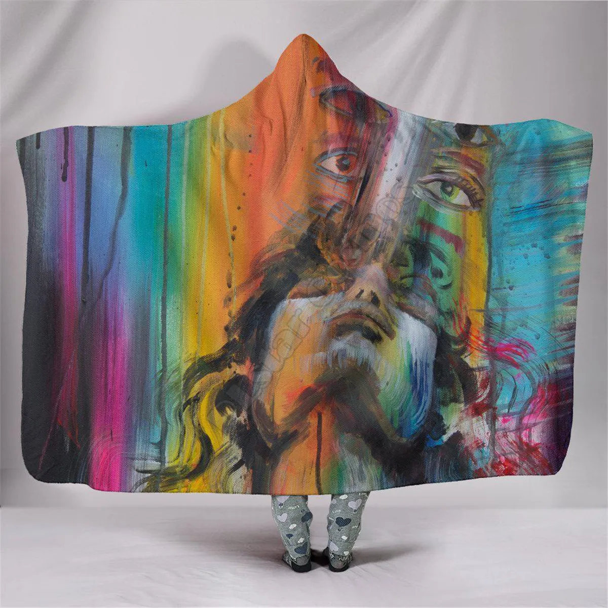 

Inner Spirit 3d printed Hooded Blanket Adult colorful child Sherpa Fleece Wearable Blanket Microfiber Bedding