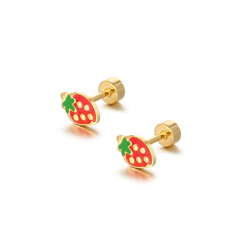 New Sweet Strawberry Fruit Earrings Fashion Simple Stud Earrings For Girls Women Gift Delicate Lovely Jewelry wholesal