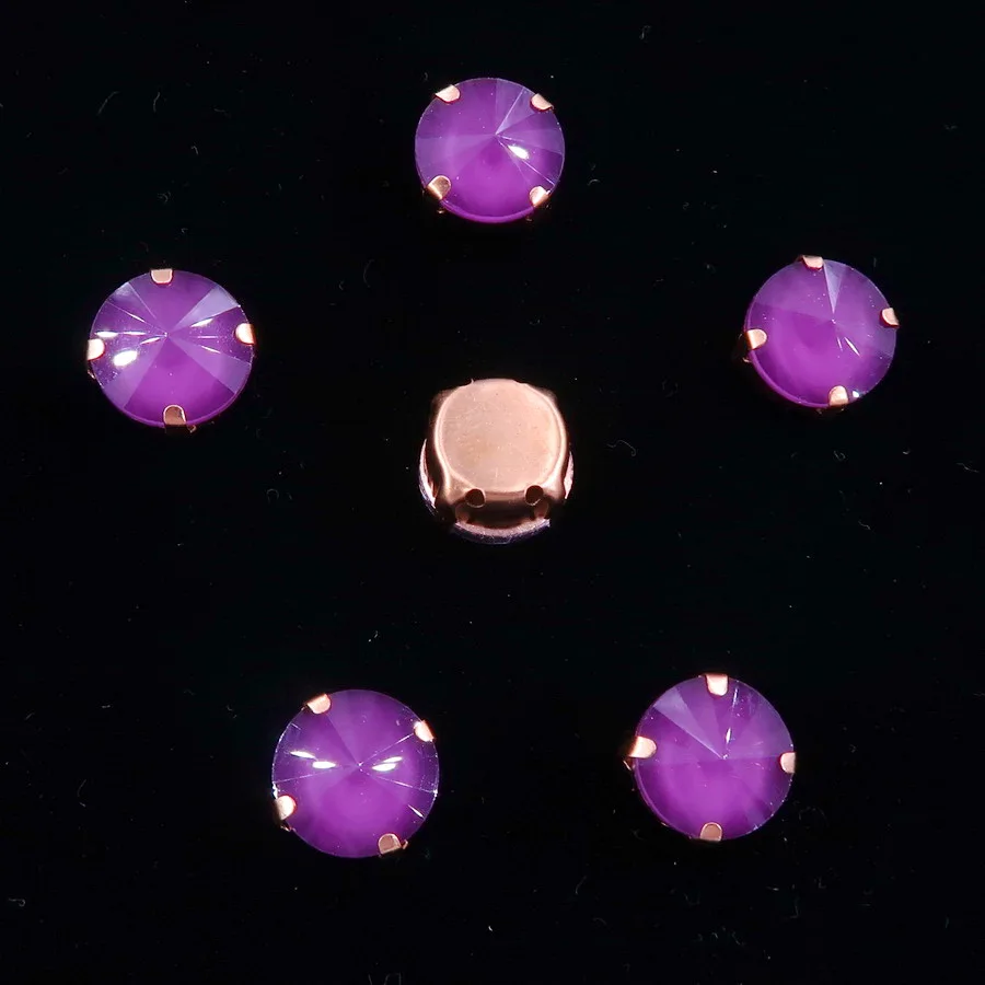 Rivoli Runde Form Gold Krallenfassung 8mm 10mm Jelly Candy & AB Glaskristall Aufnähbare Strassperlen für Hochzeitskleid DIY Verzierung – Detail 16