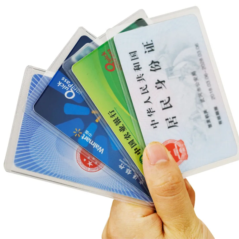 5pc Bank Credit Card Protector Secure Sleeves Anti-magnetic Transparent PVC Cardholder Protect Bag Covers for Bus ID Card Holder