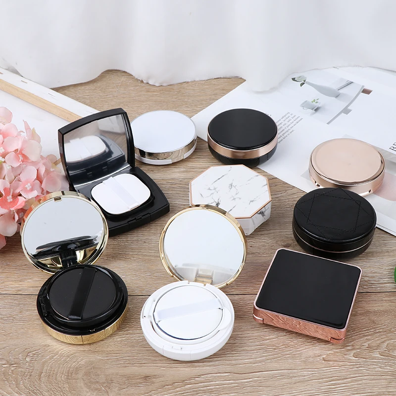 1PC Empty Air Cushion Puff Box Powder Sponge Mirror Portable Cosmetic Makeup Case Container for BB Cream Foundation DIY Box